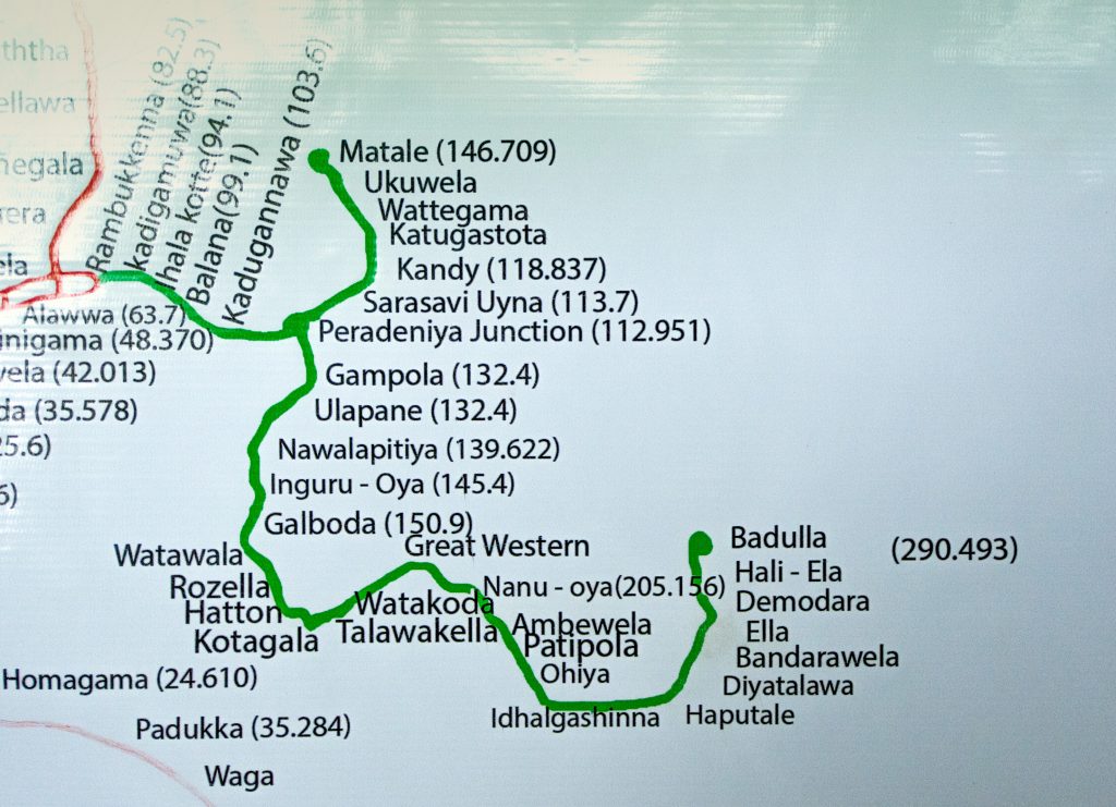 Eisenbahnstrecke von Kandy bzw. Matale bis Badulla